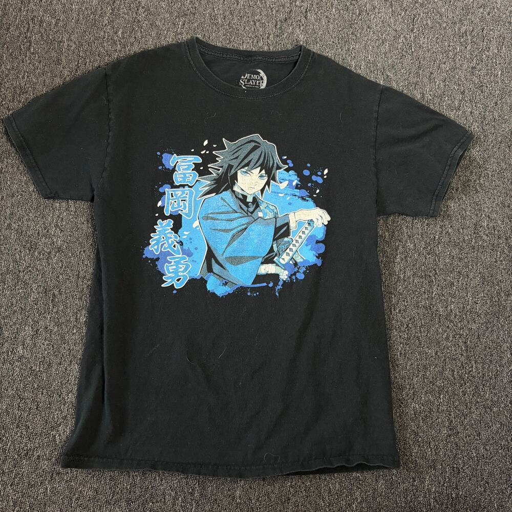 Vintage Y2K Naruto Demon Slayer Kimetsu Yaiba Giyu Tomioka Black Graphic Tee S